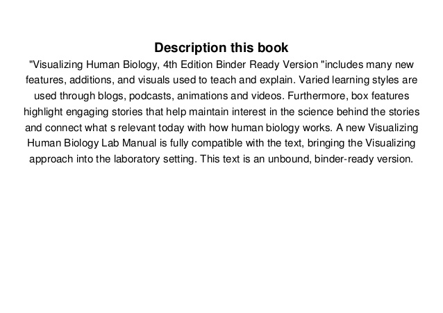 Visualizing human biology 4th edition pdf download windows 7